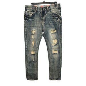 Nitagut Men's Distressed Ripped Slim-Fit Jeans Size 32 Medium Wash